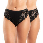 AA-UNDERWEAR Τai με Απαλή Δαντέλα Cotton - Modal 2 τεμάχια Μαύρο