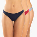 AA-UNDERWEAR Bikini Κυλοτάκι 3 τμχ  Cotton - Modal Μπλε Σκούρο, Μπορντό, Γκρι