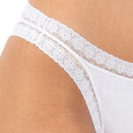 Α.A UNDERWEAR Κυλοτάκι Τάνγκα με λάστιχο Δαντέλα Cotton - Modal Λευκό - Image 3