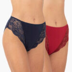 AA-UNDERWEAR Τai με Απαλή Δαντέλα 2 τεμάχια Cotton - Modal  Μπορντώ & Σκούρο Μπλε