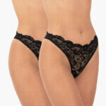 AA-UNDERWEAR String Κυλοτάκι Δαντέλα 2τμχ Μαύρο