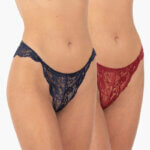 AA-UNDERWEAR Brazil Κυλοτάκι Δαντέλα 2 τμχ Σκούρο Μπλε, Μπορντό