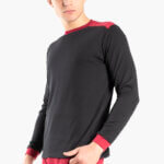 AA-UNDERWEAR Μπλούζα Πιτζάμας Plus Ανδρική Interlock Μαύρο με Μπορντό