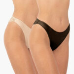 AA-UNDERWEAR Brazil Δαντέλα 2 τμχ Cotton - Modal Μαύρο & Μπεζ