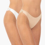 AA-UNDERWEAR Brazil Κυλοτάκι Δαντέλα Cotton - Modal 2 τμχ Μπεζ, Άσπρο