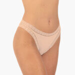 Α.A UNDERWEAR Κυλοτάκι Τάνγκα με λάστιχο Δαντέλα Cotton - Modal Μπεζ