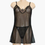 Α.A UNDERWEAR Babydoll από Διάφανο Ύφασμα και διακόσμηση Floral - Image 5