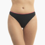 A.A UNDERWEAR Κυλοτάκι String 90% Cotton Μαύρο με κοραλί λάστιχο στη μέση