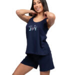 A.A UNDERWEAR Πιτζάμα Γυναικεία 100% Cotton Μπλε Joy