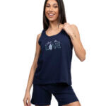 A.A UNDERWEAR Πιτζάμα Γυναικεία 100% Cotton Μπλε Love
