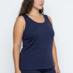 A.A UNDERWEAR Πιτζάμα plus Γυναικεία Τιράντα 100% Cotton Μπλε - Image 2